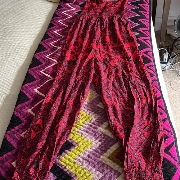 Free People Strapless  Romper Onesie Medium - Picture 3 of 8